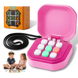 ARLIKSI Electronic Tic Tac Toe Game, 9 in 1 Infinite Digital Handheld Game with Tic Tac Toe Board, Compact & Lightweight Travel Toy Gifts for Kids Adults Brain Exercising(Pink)