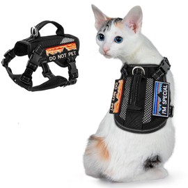 Large Tactical Cat Harness, Breathable Mesh Cat Walking Harness for Adult Fat Cats with Handle & Velcro, Adjustable Reflective Cat Vest Easy to Control