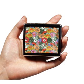 DingRound Silver Vintage Pill Box 7 Day Metal Pill Box with Mirror and 8 Compartments Cute Travel Pill Organizer for Purse (Retro Summer Floral)