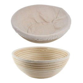 Natural Rattan Sourdough Proving Basket with Linen Liner Cloth Round Bread Proofing Bowl for Placing Fruit, Dough, Sweet