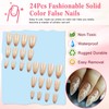 24Pcs Pink False Nails Almond Medium, Glitter French Press on