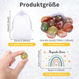 GooDengFull Set of 15 Colourful Lucky Stones for Children Party Bag Lucky Stone 2-3 cm Lucky Charm Children's Birthday Party with Rainbow Greeting Cards Party Bag Children's Birthday Cougars Birthday
