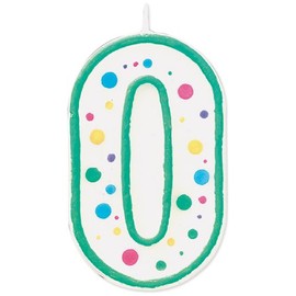 Wilton W91-00 Numeral Candle, 3-Inch by 1.5-Inch, No. 0, Green, 1-Pack