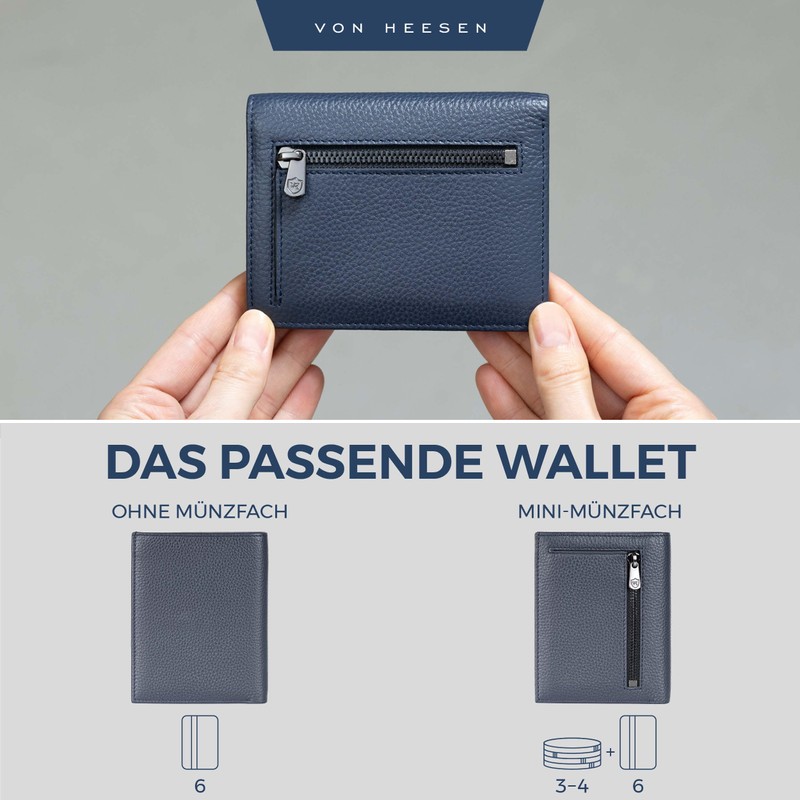 VON HEESEN® Wallets Men & Women, darkblue, With coin compartment
