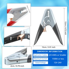 3 Set Battery Jumper Cable Clamps Heavy Duty 6 Inch 1100A Battery Booster Cable Insulated Parrot Clips Battery Charging Connector Kit for Car Auto Heavy Duty Jumper Cable Ends