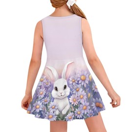 Viewamoon Bunny 4 Easter Dress Cute Girls Beach Dress 9/10T Loose Waist Overall Jumper Dress Princess Dress Puffy Swing Casual Party Dress Teen Girl Gifts/Birthday/Children's Day Gift