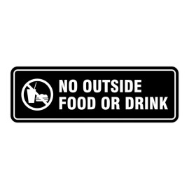 All Quality Standard No Outside Food Or Drink Door/Wall Sign - Black - Medium 2-3/4" X 7"