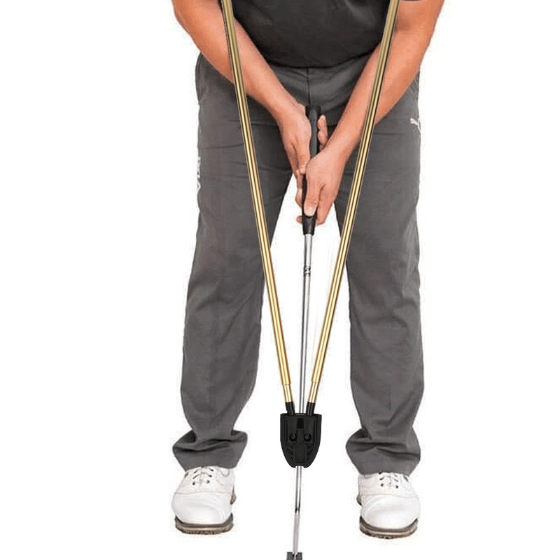 Retractable Gold Golf Training Aid Training Practice Tool Equipment Golf
