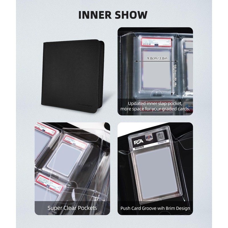 ARCHIVALPRO 4 Pocket Graded Card Binder - Holds 40 PSA/SGC/BGS