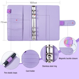 Budget Planner, Binder - ANYUKE A6 Budget Planner, Money Envelopes, Envelope Method, Money Organiser, Savings Book with Sleeves for Financial Planner, Savings Folder, Cash Stashing - Laser Purple