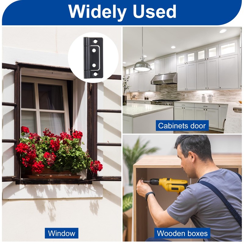 sourcing map 4Pcs 2x1 Inch Door Hinges Non-Mortise No Noise