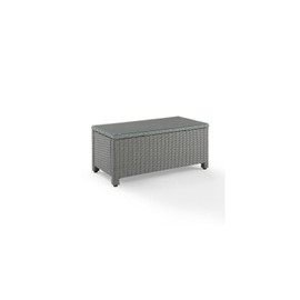 HomeStock Modern Minimalism Outdoor Wicker Coffee Table in Gray - Steel Frame with All-Weather Resin Wicker and Tempered Glass Top - 17.75" H x 40" L x 21" D, Weight: 32 lbs