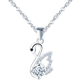feilok 925 Sterling Silver Necklaces for Women swan Zirconia Necklace Jewelry for Women Silver Necklace with Zirconia