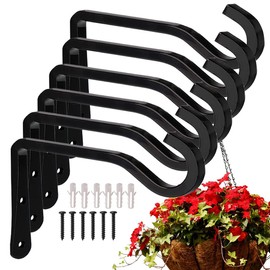 AYSUM 6 Pack Plant Hanging Bracket, 6 Inch Wall Hook for Hanging Plant, Metal Hanging Plants Hangers for Bird Feeders, Planters, Lanterns, Wind Chimes (Includes Mounting Hardware)
