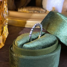 IRROYA 0.24 Carats G-H Color Real Moissanite Ring 1PC Sterling Silver Wedding Band Plated by Platinum Half Eternity Moissanite Diamond Bridal Ring for Her Minimalist Stackable Everyday Ring for Women Cheap Jewelry Birthday Gifts for Mom - US Size 9