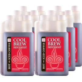 CoolBrew French Roast 6x1 Liter - Fresh Cold Brew Coffee Concentrate - Make Iced Coffee or Hot Coffee - Makes over 200 drinks