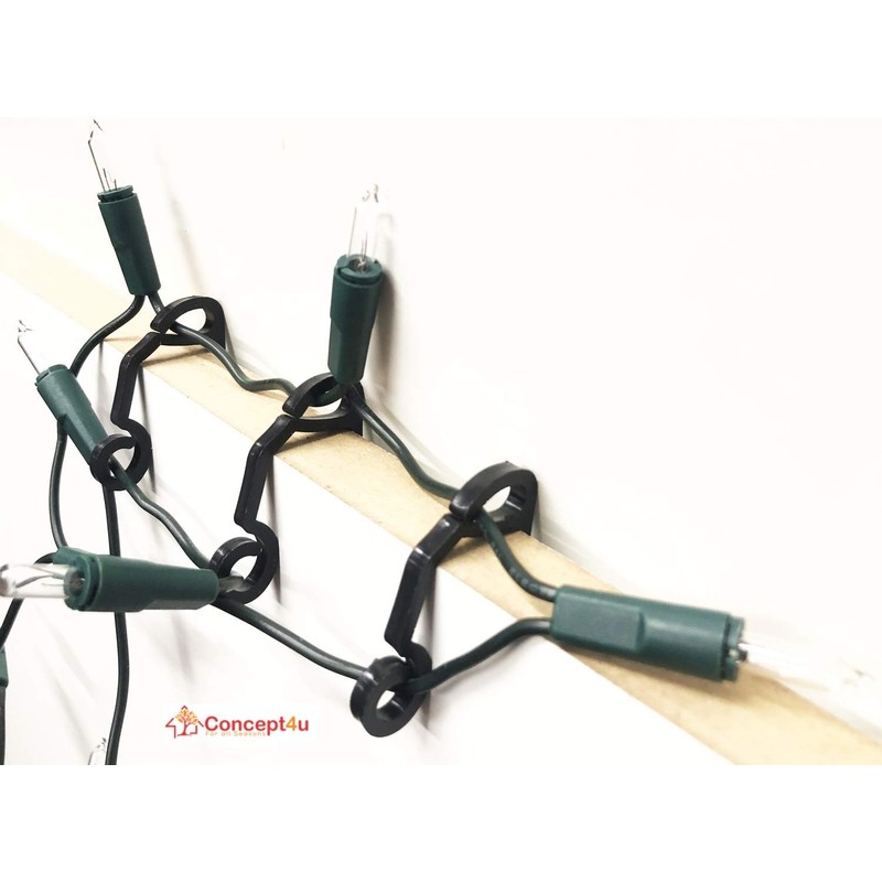 Concept4u 50 Black External Light Gutter Hooks Christmas Decoration Home