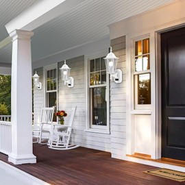 Lamomo Motion Sensor Outdoor Lights, Upgrade Dusk to Dawn White Outdoor Light Fixtures Wall Mounted, 100% Anti-Rust Aluminum Waterproof Porch Lights for Patio Front Door Garage