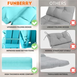 FUNBERRY Patio Chair Cushions Set of 4,Adirondack Chair Cushion,Improved Comfy Outdoor Chair Cushions,Rocking Chair Cushion,Cushions for Adirondack Chairs,High Back Patio Chair Cushions