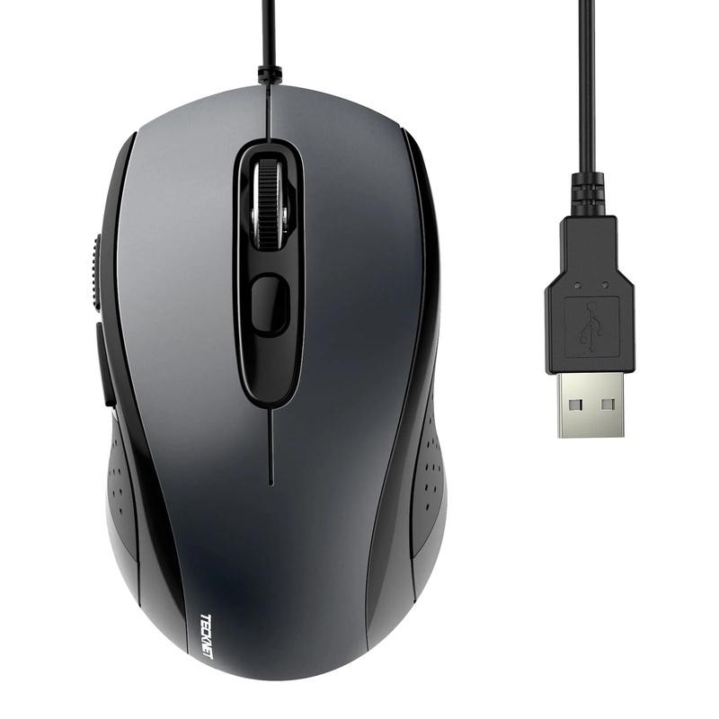 TECKNET Ergonomic 3600 DPI USB Wired Mouse - Color: Black
