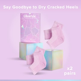 Glowxie Moisturising Gel Heel Socks for Cracked Heels - 2x Pairs - Gel Infused Lining Containing Essential Oils and Vitamins to Lock in Moisture, Supporting Deep Hydration. Open Toe, Breathable Design