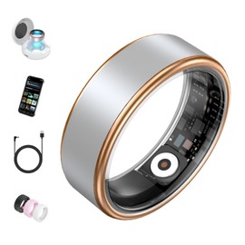 Oucscru Smart Ring for Women Men, Health Fitness Tracker, IP68 Waterproof, Long Lasting Batteries Sleep Ring with Charging Case and Protector, Remote Photography, No App Fees (Silver, 11#)