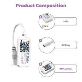 Arotelicht LED Strip Controller Bluetooth CCT WW/CW Dual White, App Controlled, DC 5V 12V 24V Controller Control for SMD COB LED Strip Android/iOS System