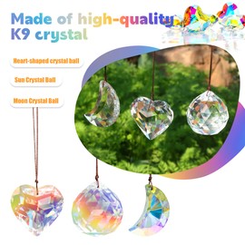 Pack of 3 Crystal Suncatchers, Crystal Decorative Pendants, Rainbow Makers for Windows, Glass Ornaments, Chandeliers
