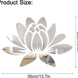 NoBrand 3D Acrylic Mirror Wall Sticker Lotus Flower Decor Wall Art Decals Self Adhesi