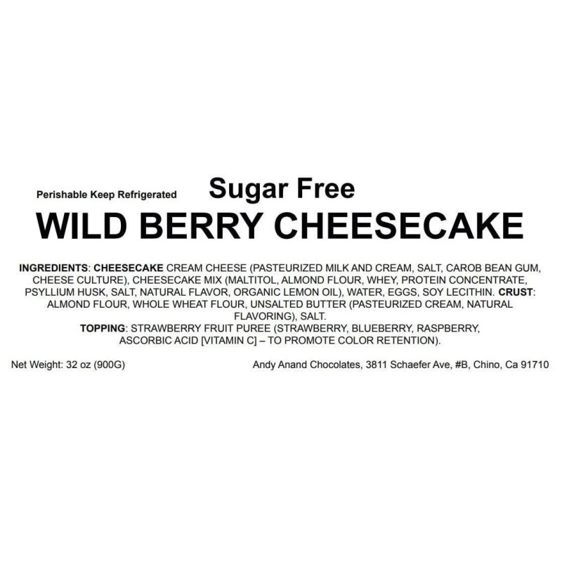 Andy Anand Sugar Free Wild Berry Cheesecake 9" - 2