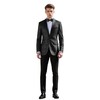 Floral 3 Piece Black Tuxedos for Men Jacquard Jacket Pants