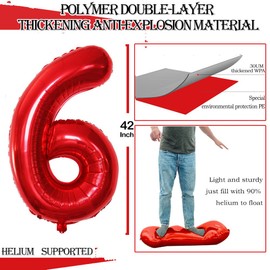 GOER 42 Inch Red Number 26 Number 62 Balloons,Jumbo Foil Helium Balloons for 26th or 62nd Birthday Party Decorations and Anniversary Event