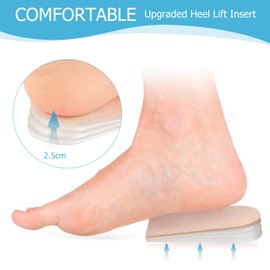 Baluue 2 Pairs Invisible Inner Raised Insole Heel Lift Cushion for Men Women Comfortable Support for Leg Differences Suitable for Sports Casual Shoes