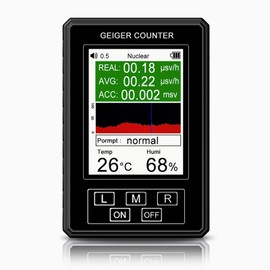 Nuclear Radiation Detector Quick Response Professional Dosimeter Geiger Counter with Temperature Humidity Detection Black