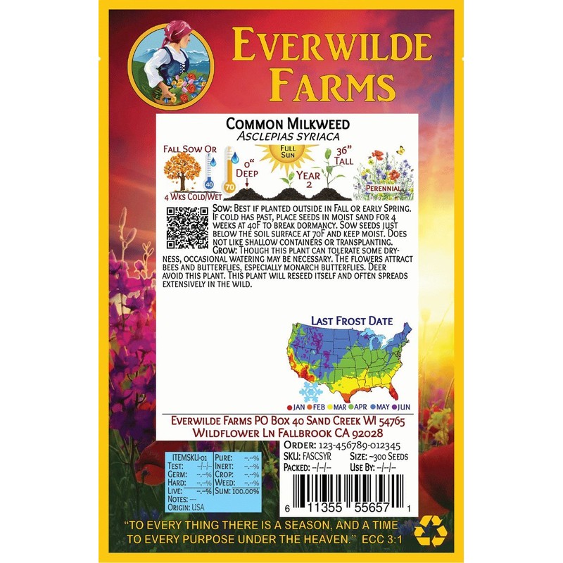 Everwilde Farms - 200 Common Milkweed Native Wildflower Seeds -
