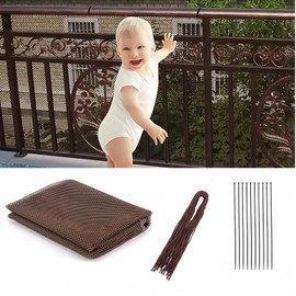 Wzenclave 3 Metre Stair Protection Net, Stair Railing Safety Net, Stair Railing Fence Mesh, Safety Net, Protective Net, Balcony Net (Brown)