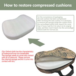 URMONA Portable Hunting Seat Cushion, 11.4 x 15.7 x 2.8in Thickening Lightweight Outdoor Cushion, Waterproof Sponge Dirty Proof Pad for Hunting, Camping, Stadium, Outdoor Sports, Fishing