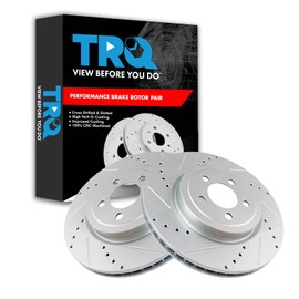 TRQ Front Performance Brake Rotors Set Premium G-Coated Cross Drilled & Slotted Compatible with 2005-2021 Chrysler 300 2009-2022 Dodge Challenger 2006-2022 Charger 2005-2008 Magnum