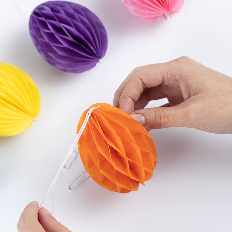evelay 8 Pack Honeycomb Paper Easter Egg Hanging Decorations Party