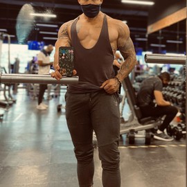 BROKIG Mens Jogger Sport Pants, Casual Gym Workout Sweatpants with Double Pockets (Medium, Black/Dark Grey)