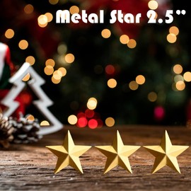 20 piezas de estrella de metal de 2.3 pulgadas, estrella de granero para decoración del hogar, decoración de pared colgante para casa, arte de pared clásico de hierro y manualidades, decoraciones de Navidad para interiores y exteriores (dorado)