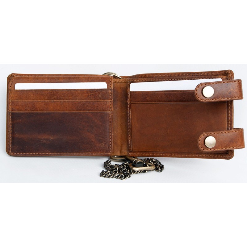 Natural Leather Biker's Pocket Sized Pure Leather Wallet with Metal