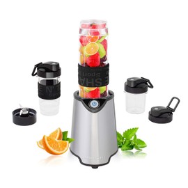 Mironi Personal Smoothie Blender 2-in-1 Single Serve Blender, Mini Bullet Blender 500W With 20 Ounce Tritan Sports Bottle and Grinder Cup for Juices, Shakes, Smoothies and More Stainless Steel
