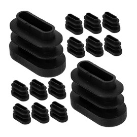 GLEAVI 30pcs Oval Plastic Chair Leg Caps Easy Installation Furniture Protectors for Tables Chairs Fit Black Tube Inserts Leg Covers for Home Use