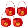 Bekecidi 4 PCS Chinese New Year Candy Bucket, Red Felt