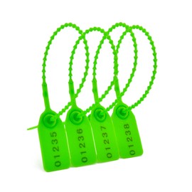 100Pcs Plastic Tamper Shipping Seals Pull-Tite Security Seal Signage Numbered Fire Extinguisher Tags Zip Ties Labels Disposable Self Locking for Logistics, Luggage,Transport (Green, 100pcs)