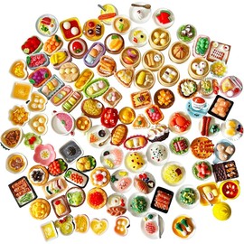 50 Pieces Miniature Food and Drink, Dollhouse Accessories, Miniature Accessories Food Set, Mini Kitchen Small Doll Accessories, Toy Tableware