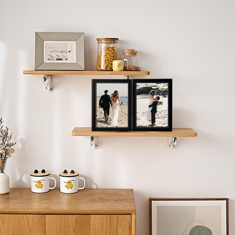 Baieye Double Folding Photo Frame 10 x 15 cm Wooden