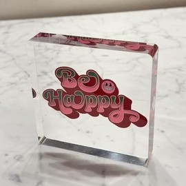 Inspirational Gift Ideas, Be Happy Face Desk Sign for Women, men, Friend, Boyfriedn, Girlfriend or Important Person, Motivational Quote Office Home Decor (BeHappy)