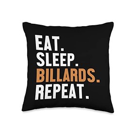 Billiards Pool Snooker Table Set Accessories Gifts Eat Sleep Repeat Pool Snooker Balls Billiards Throw Pillow, 16x16, Multicolor